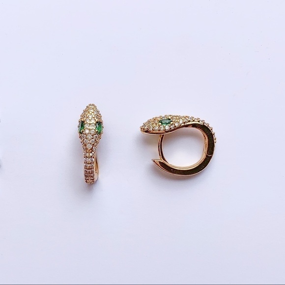 GOLD SNAKE HOOPS SMALL GOLD HOOPS​​​​​​​​​​​​​​​​​​​​​​​​​ - Picture 2 of 5